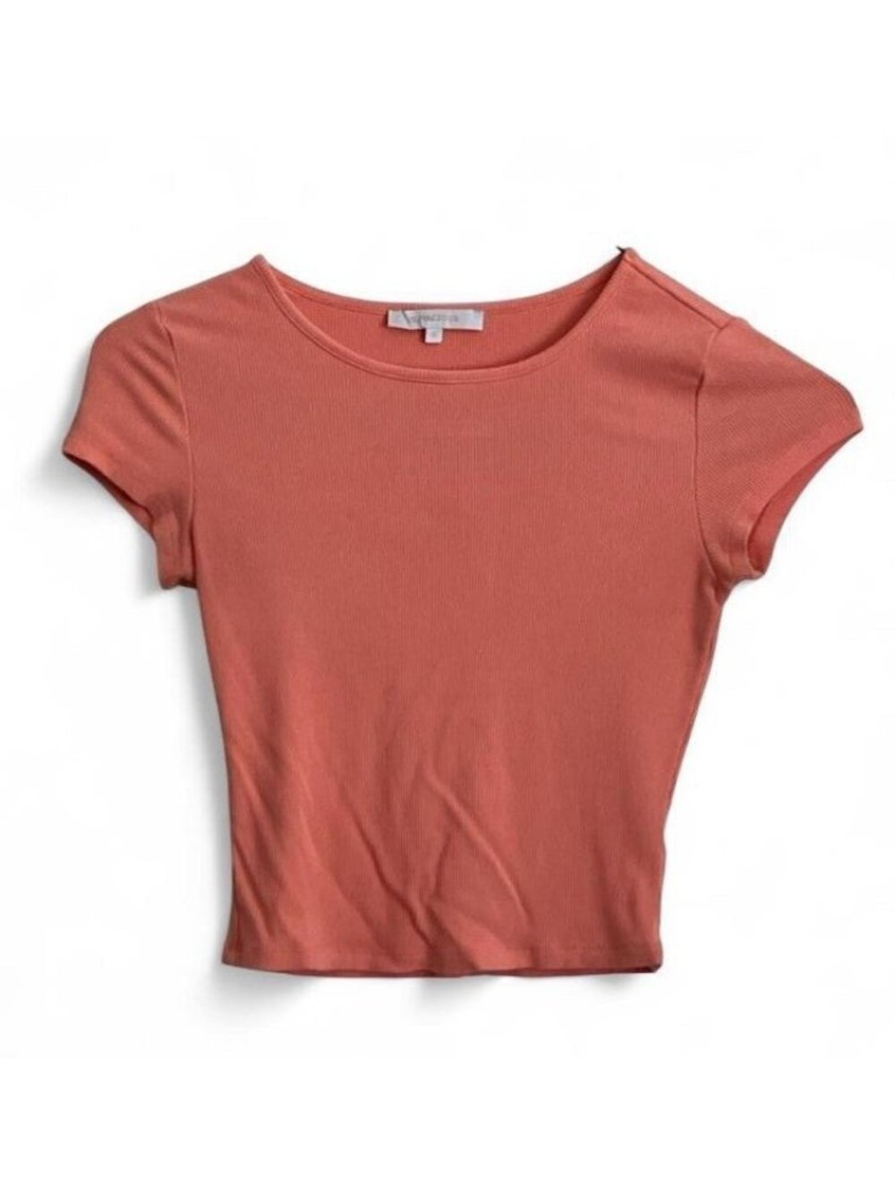 Olivaceous Coral Ribbed Fitted Baby Tee Size S